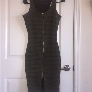 Green zip up the front dress